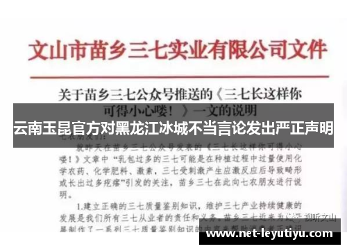 云南玉昆官方对黑龙江冰城不当言论发出严正声明